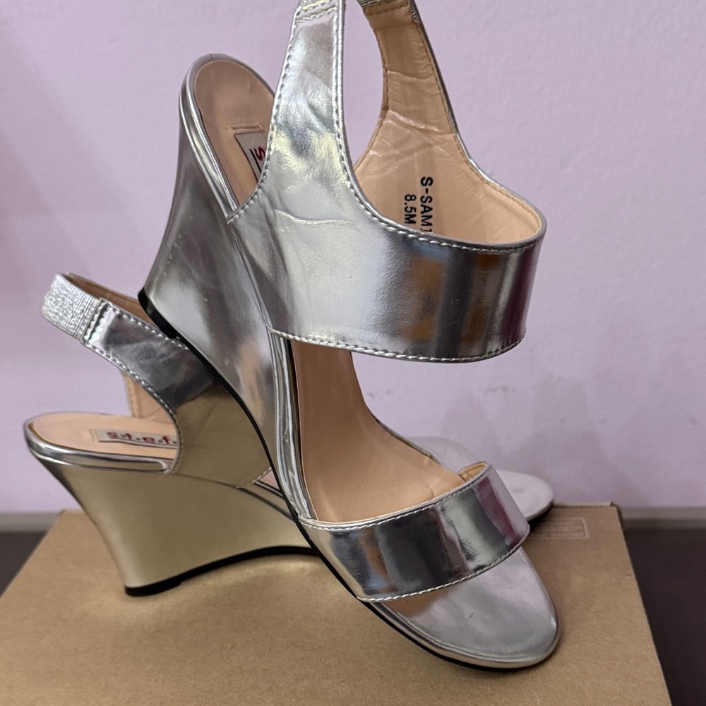 Elegant Silver Wedge Sandals